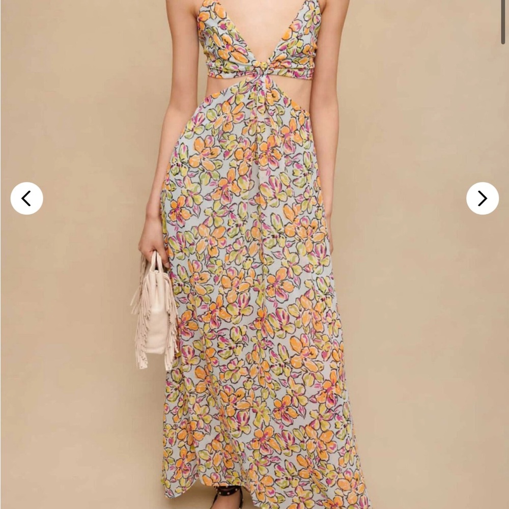 Maje Floral Cutout Maxi Dress